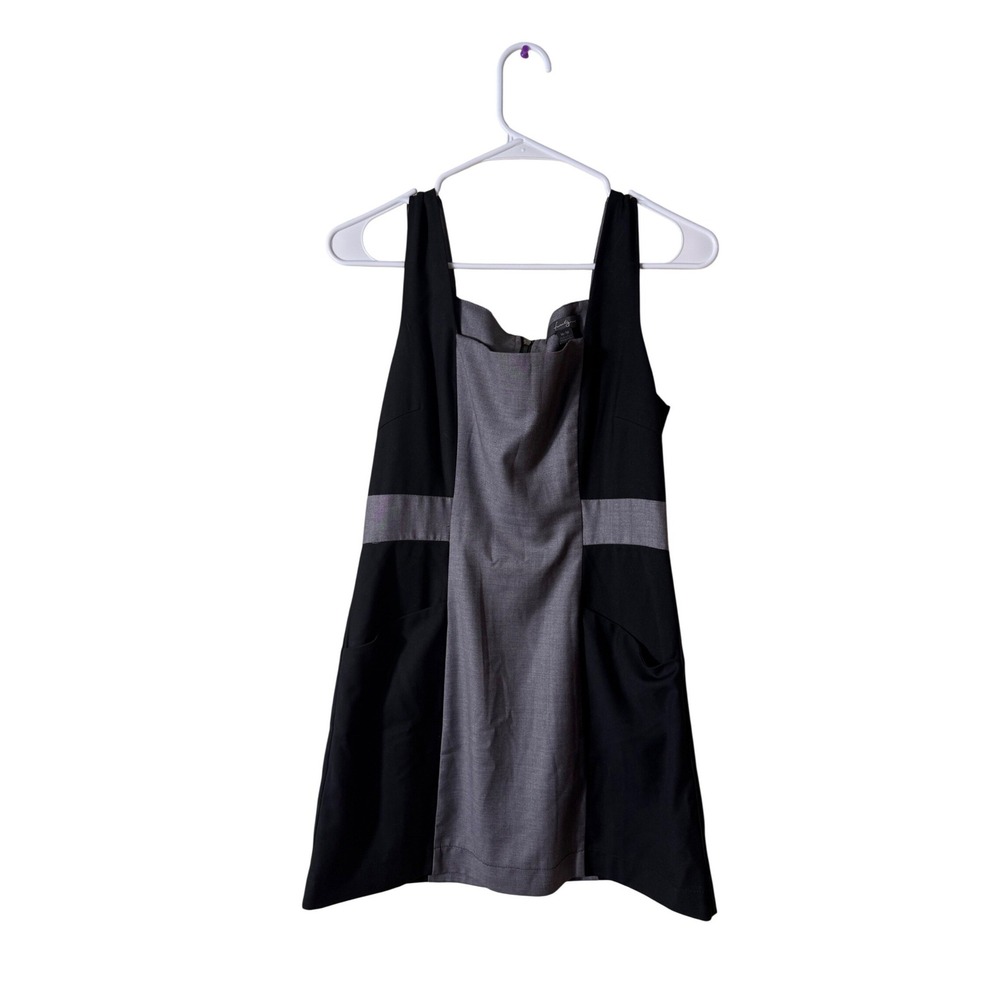 Twenty One Black Grey Colorblock Pinafore Mini Dress Square Neck Pockets Medium